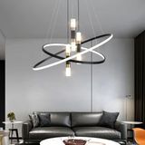Zr Aydınlatma Siyah Ø35+50CM 4000k Işık, Kumandalı, Halka Avize, Boru LED Lamba, Yuvarlak Sarkıt Avize, Modern, Dekoratif - Siyah - Gold