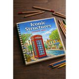Z&R CRAFT Iconic Structures - İkonik Yapılar Boyama Kitabı - 21x21cm - Kalın Yapraklı 35 Yaprak