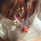 Zr Model Deniz Yıldızı Charm'lı Boncuklu Kolye Seti