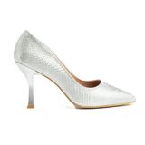ZRİN-114 Premium Gümüş Pul Desenli Sivri Burunlu Stiletto 9 cm
