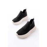 ZRİN-707 Siyah Beyaz Triko Faillant Taban Slip-On Taşlı Kadın Spor Ayakkabı