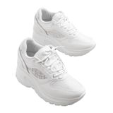 ZRİNF-185 Premium Beyaz Dolgu Topuk Günlük Bağcıklı Taş Aksesuarlı Sneaker