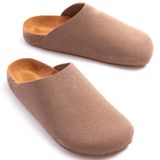 ZRJ0556 Bağcıksız Hakiki Süet Deri Erkek Günlük Mantar Taban Loafer Terlik Ayakkabı - Bej