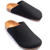 ZRJ0556 Bağcıksız Hakiki Süet Deri Erkek Günlük Mantar Taban Loafer Terlik Ayakkabı - Siyah