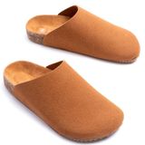 ZRJ0556 Bağcıksız Hakiki Süet Deri Erkek Günlük Mantar Taban Loafer Terlik Ayakkabı - Taba