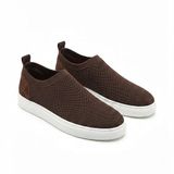 ZRK-X106 Premium Rahat Slip-On Bağcıksız Nefes Alan Triko Erkek Ayakkabı Kahverengi