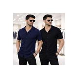 zs zaos fashion 2li avantajlı set kısa kol erkek waffle gömlek slim kalıp apaj yaka pamuklu rahat model