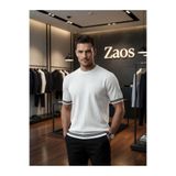 zs zaos fashion erkek bisiklet yaka desenli kısa kol triko tişört 0 yaka % 100 pamuk basic t-shirt