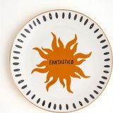 Zsa Zsa Zsu Luohu Porselen Pasta Tabağı 21 cm - Beyaz - Sarı