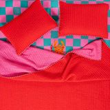 Zsa Zsa Zsu Okhla Kırmızı - Pembe Kıng Sıze Pamuk Saten Yatak Örtüsü Seti - 260 x 280 cm