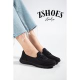 Zshoes Kadın Tam Ortopedik Bağcıksız Gündelik Spor Babet Sneaker (41/42 Özel Büyük Numara Dahil) - Siyah
