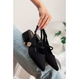 ZSHOES Kadın Toka Detaylı Baretli Hafif Topuklu 4,5CM Ayakkabı {41/42/43 Özel Büyük Beden Numara Dahil}