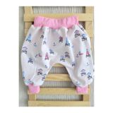 zsz tasarım KIZ BEBEK PLAJ TEMALI DESEN PEMBE ORGANIK PAMUKLU SALVAR PANTALON