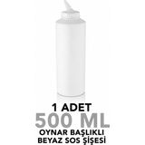 ZTF GLOBAL TRADE 180 Derece Dönebilen Oynar Başlıklı Fişek Uçlu Sosluk,yağlık,sos Şişesi,sos Kabı,ketçap Şişesi,mayonez Şişesi,hardal Şişesi,yağ Şişesi,sos Kabı,saklama Kabı - Beyaz - 500 ml