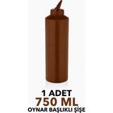 ZTF GLOBAL TRADE 180 Derece Dönebilen Oynar Başlıklı Fişek Uçlu Sosluk,yağlık,sos Şişesi,sos Kabı,ketçap Şişesi,mayonez Şişesi,hardal Şişesi,yağ Şişesi,sos Kabı,saklama Kabı - Kahverengi - 750 ml