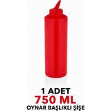 ZTF GLOBAL TRADE 180 Derece Dönebilen Oynar Başlıklı Fişek Uçlu Sosluk,yağlık,sos Şişesi,sos Kabı,ketçap Şişesi,mayonez Şişesi,hardal Şişesi,yağ Şişesi,sos Kabı,saklama Kabı - Kırmızı - 750 ml