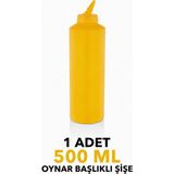 ZTF GLOBAL TRADE 180 Derece Dönebilen Oynar Başlıklı Fişek Uçlu Sosluk,yağlık,sos Şişesi,sos Kabı,ketçap Şişesi,mayonez Şişesi,hardal Şişesi,yağ Şişesi,sos Kabı,saklama Kabı - Sarı - 500 ml