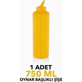 ZTF GLOBAL TRADE 180 Derece Dönebilen Oynar Başlıklı Fişek Uçlu Sosluk,yağlık,sos Şişesi,sos Kabı,ketçap Şişesi,mayonez Şişesi,hardal Şişesi,yağ Şişesi,sos Kabı,saklama Kabı - Sarı - 750 ml