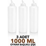 ZTF GLOBAL TRADE 3 Adet 180 Derece Dönebilen Oynar Başlıklı Fişek Uçlu Sosluk,yağlık,sos Şişesi,sos Kabı,ketçap Şişesi,mayonez Şişesi,hardal Şişesi,yağ Şişesi,sos Kabı,saklama Kabı - Beyaz - 1 lt