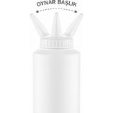 ZTF GLOBAL TRADE 3 Adet 180 Derece Dönebilen Oynar Başlıklı Fişek Uçlu Sosluk,yağlık,sos Şişesi,sos Kabı,ketçap Şişesi,mayonez Şişesi,hardal Şişesi,yağ Şişesi,sos Kabı,saklama Kabı - Beyaz - 250 ml