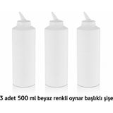 ZTF GLOBAL TRADE 3 Adet 180 Derece Dönebilen Oynar Başlıklı Fişek Uçlu Sosluk,yağlık,sos Şişesi,sos Kabı,ketçap Şişesi,mayonez Şişesi,hardal Şişesi,yağ Şişesi,sos Kabı,saklama Kabı - Beyaz - 750 ml