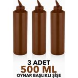 ZTF GLOBAL TRADE 3 Adet 180 Derece Dönebilen Oynar Başlıklı Fişek Uçlu Sosluk,yağlık,sos Şişesi,sos Kabı,ketçap Şişesi,mayonez Şişesi,hardal Şişesi,yağ Şişesi,sos Kabı,saklama Kabı - Kahverengi - 500 ml
