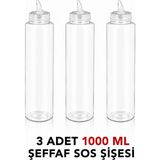 ZTF GLOBAL TRADE 3 Adet 180 Derece Dönebilen Oynar Başlıklı Fişek Uçlu Sosluk,yağlık,sos Şişesi,sos Kabı,ketçap Şişesi,mayonez Şişesi,hardal Şişesi,yağ Şişesi,sos Kabı,saklama Kabı - Şeffaf - 1 lt