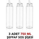 ZTF GLOBAL TRADE 3 Adet 180 Derece Dönebilen Oynar Başlıklı Fişek Uçlu Sosluk,yağlık,sos Şişesi,sos Kabı,ketçap Şişesi,mayonez Şişesi,hardal Şişesi,yağ Şişesi,sos Kabı,saklama Kabı - Şeffaf - 750 ml