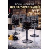 Ztf Global Trade 4 Adet Polikarbon Plastik ,cam Görünümlü, Kırılmaz Şarap Kadehi -Kafe, Restoran ve Ev Kullanımı - Profesyonel Servis ve Sunum - Restoran ve Otel Tipi Servis Bardağı - Füme - 200 ml