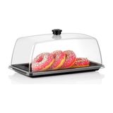Ztf Global Trade Gastroplast ,kırılmaz , Ultra Hafif ,şeffaf , Polikarbon Plastik Fanus ve Tepsi Setleri .otel ,pastane,kafe,ev ve Restoranlar Için. - Siyah - 325 mm X 176 mm