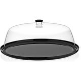 Ztf Global Trade Gastroplast ,kırılmaz , Ultra Hafif ,şeffaf , Polikarbon Plastik Fanus ve Tepsi Setleri .otel ,pastane,kafe,ev ve Restoranlar Için. - Siyah - 35 cm