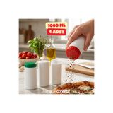 ZTF GLOBAL TRADE Geniş Delikli Plastik Baharatlık 4’lü Set – 1000 ML - Renkli Kapaklı Baharat Şişesi