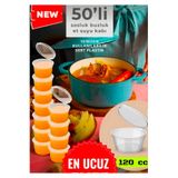 ZTF PLASTİK 50 Adet Sızdırmaz 120 ml Büyük Saklama Kabı,Sosluk,Buzluk Kabı, Et Suyu, Kemik Suyu, Sos Kabı Mutfak