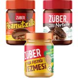 Züber Peanutzilla 315g + Nutzilla 315g + Original Yer Fıstığı Ezmesi (Bal İlaveli) 315g - 945 gr