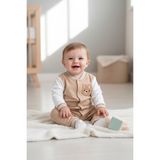 Zubi Baby & Kids Wear Beyaz Kollu Bej Kolej Tarzı Bebek Tulumu - 6 - 9 Ay