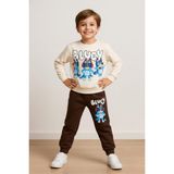Zubi Baby & Kids Wear Karakter Baskılı Krem, Kahverengi Çocuk Eşofman Takımı (2 Iplik Kumaş) - 7 Yaş