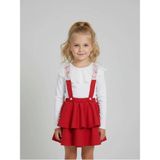 Zubi Baby & Kids Wear Kız Çocuk Dantel Yakalı Kırmızı Katlı Salopet Etek Takım (5-14 Yaş) - 9 - 10 Yaş