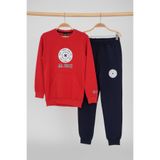 zubi baby Kırmızı Sweatshirt ve Lacivert Eşofman Altı Çocuk Takımı Kırmızı 8 Yaş