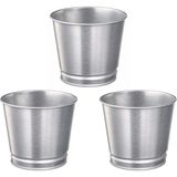Zubizubi Ikea Bıntje Saksı 3 Adet Paslanmaz Çelik Bitki Saksısı Boyanabilir 9 cm - Gri