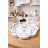 Zucci Akdeniz Esintisi Dekoratif Papatya Sunum Tepsisi | Daisy Lemon Tree | Premium Servis Tepsisi - 36x3 Beyaz 36 x 36