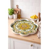 Zucci Akdeniz Esintisi Dekoratif Papatya Sunum Tepsisi | Daisy Siciliano | Premium Servis Tepsisi - 36x36 Beyaz 36 x 36