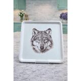 Zucci Alaçatı Kare Kurt Desenli Sunum Tepsi | Modern & Dekoratif Servis Tepsisi 32,5 x 32,5 cm Beyaz 32 x 32