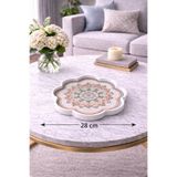 Zucci Home 28 cm Desenli Küçük Cam Dekoratif Tepsi | Akdeniz Esintisi | Shine Anatolia Rosace | Renkli Çiçek Renkli 28 x 28
