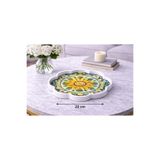 Zucci Home 28 cm Desenli Küçük Cam Dekoratif Tepsi | Akdeniz Esintisi | Shine Solaria Art | Renkli Çiçek Motifi Renkli 28 x 28