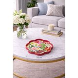 Zucci Home 28 cm Desenli Küçük Cam Dekoratif Tepsi | Akdeniz Esintisi | Shine Spring | Renkli Çiçek Motifli Renkli 28 x 28