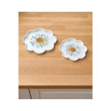 Zucci Home 2'li Akdeniz Esintisi Dekoratif Papatya Sunum Tepsisi | Daisy | Şık Servis Tepsisi - 36x36/28x28 cm Beyaz 36 x 36