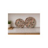 Zucci Home 2'li Deri Kaydırmaz Dekoratif Yuvarlak Tepsi Seti | Kahve Çay Sunum Tepsi Seti | 31x31 cm / 36x36 cm