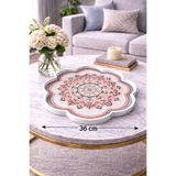 Zucci Home 36 cm Çiçek Desenli Cam Dekoratif Tepsi | Akdeniz Esintisi | Shine Anatolia Rosace Renkli Çiçek Mo