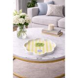Zucci Home 36 cm Çiçek Desenli Cam Dekoratif Tepsi | Akdeniz Esintisi | Shine Riviera Citrus |Çiçek Motifi Renkli 36 x 36