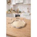 Zucci Home Akdeniz Esintisi Dekoratif Yaldızlı Küçük Papatya Sunum Tepsisi | Daisy Mandala | Premium Servis Te Renkli 28 x 28